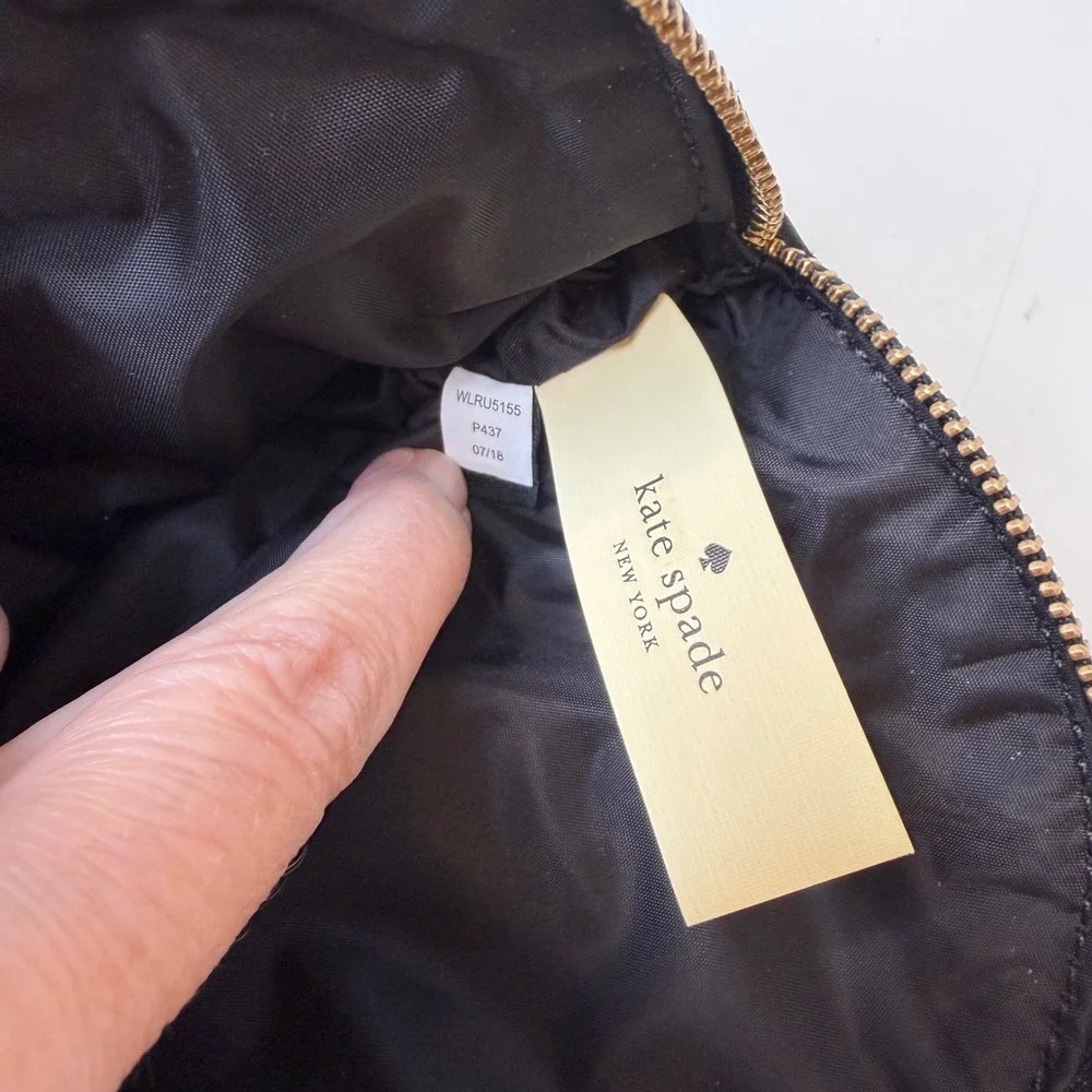 Kate Spade Cosmetic Bag Womens Black Owl Star Bright Nylon Novelty Small New